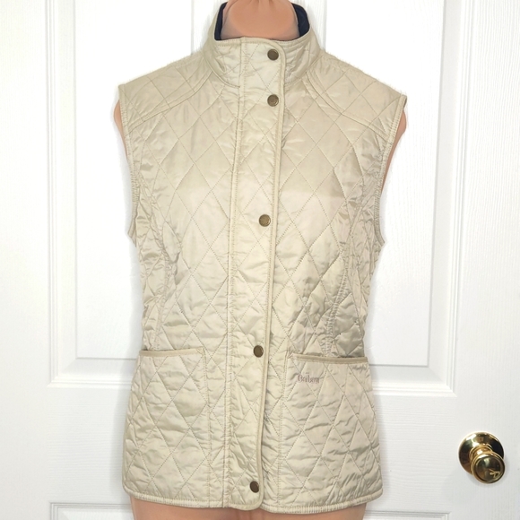 Barbour Jackets & Coats Barbour Quilted Zipper Button Vest Cream Fall Summer Liddesdale